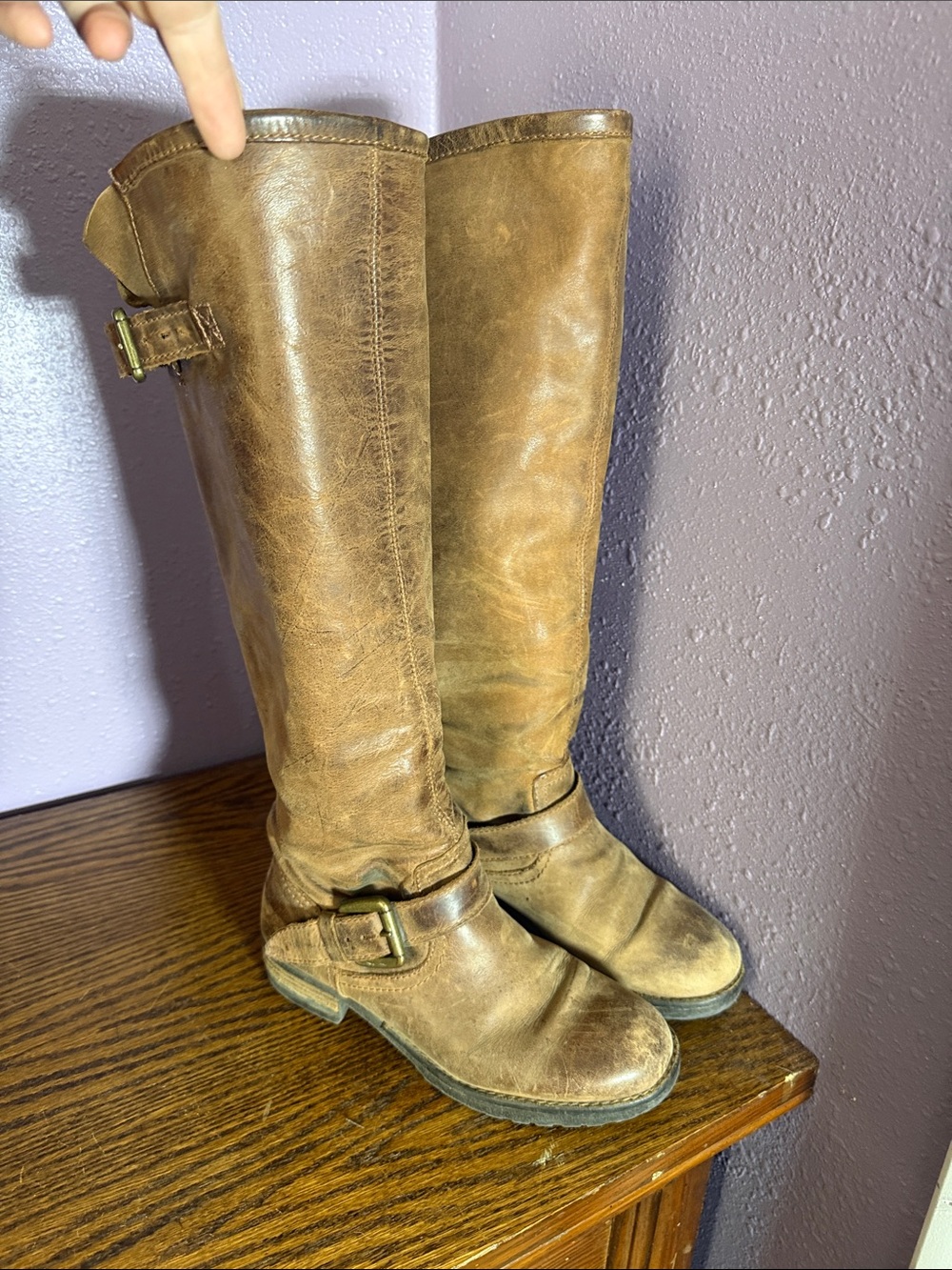 Steve Madden Brown Suede Knee-High Buckle Boots